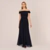 Adrianna Papell Off The Shoulder Crepe Chiffon Gown With Soft Skirt In Midnight -Adrianna Papell Shop AP1E207939 AB411 Regular Default 426fc20d c2c9 410c 8147 c25c4b8a213e