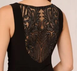 Adrianna Papell Hand-Sequined Ruched Long Jersey Gown In Black 10 Adrianna Papell Hand-Sequined Ruched Long Jersey Gown In Black -Adrianna Papell Shop AP1E208172 AA002 Regular Detail