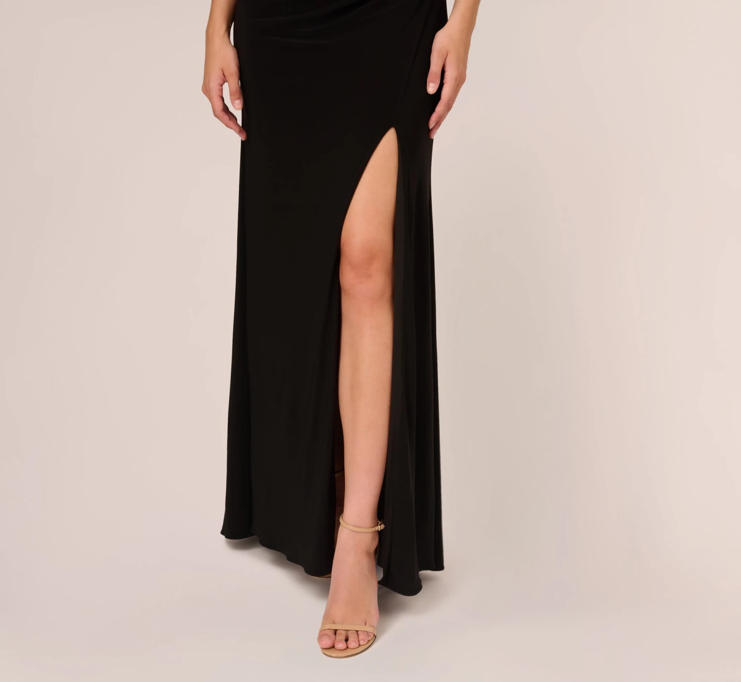 Adrianna Papell Hand-Sequined Ruched Long Jersey Gown In Black 7 Adrianna Papell Hand-Sequined Ruched Long Jersey Gown In Black - Image 5