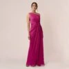 Adrianna Papell Stardust Pleated Draped One Shoulder Gown In Magenta 2 Adrianna Papell Stardust Pleated Draped One Shoulder Gown In Magenta -Adrianna Papell Shop AP1E208794 AA670 Regular Default