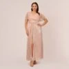 Adrianna Papell Plus Size Metallic Mesh Draped Gown In Rose Gold 2 Adrianna Papell Plus Size Metallic Mesh Draped Gown In Rose Gold -Adrianna Papell Shop AP1E209024 AI298 Plus Default