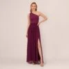 Adrianna Papell One-Shoulder Chiffon Long Gown In Cassis -Adrianna Papell Shop AP1E209149 AC507 Regular Default