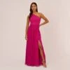 Adrianna Papell One-Shoulder Chiffon Long Gown In Bright Magenta -Adrianna Papell Shop AP1E209149 AY670 Regular Default