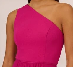 Adrianna Papell One-Shoulder Chiffon Long Gown In Bright Magenta 13 Adrianna Papell One-Shoulder Chiffon Long Gown In Bright Magenta -Adrianna Papell Shop AP1E209149 AY670 Regular Detail