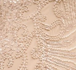 Adrianna Papell Hand-Beaded Three-Quarter Sleeve Long Gown In Biscotti -Adrianna Papell Shop AP1E209180 AG273 Regular Alternate