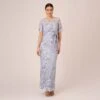 Adrianna Papell Floral Embroidered Gown In Blue Breeze 1 Adrianna Papell Floral Embroidered Gown In Blue Breeze -Adrianna Papell Shop AP1E209277 AD497 Regular Default