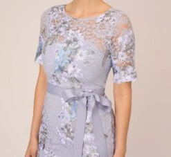 Adrianna Papell Floral Embroidered Gown In Blue Breeze 10 Adrianna Papell Floral Embroidered Gown In Blue Breeze -Adrianna Papell Shop AP1E209277 AD497 Regular Detail
