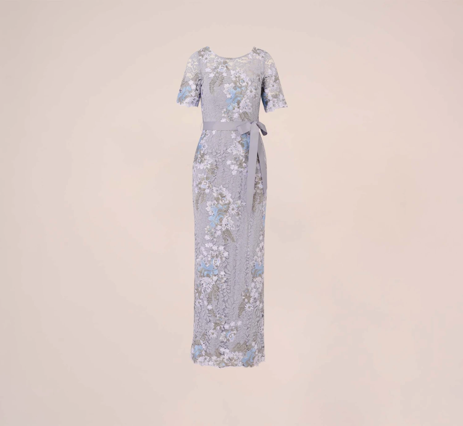 Adrianna Papell Floral Embroidered Gown In Blue Breeze 8 Adrianna Papell Floral Embroidered Gown In Blue Breeze - Image 6