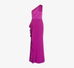 Adrianna Papell One-Shoulder Long Satin Crepe Mermaid Gown In Wild Orchid -Adrianna Papell Shop AP1E209309 AD510 Regular Flat