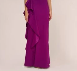 Adrianna Papell One-Shoulder Long Satin Crepe Mermaid Gown In Wild Orchid -Adrianna Papell Shop AP1E209309 AD510 Regular Lifestyle