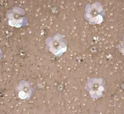 Adrianna Papell Plus Size Long Hand Beaded 3D Floral Dress With Elbow Sleeves In Marble 12 Adrianna Papell Plus Size Long Hand Beaded 3D Floral Dress With Elbow Sleeves In Marble -Adrianna Papell Shop AP1E209314 AE064 Plus Alternate