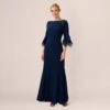 Adrianna Papell Beaded Crepe Long Fit-And-Flare Gown In Midnight -Adrianna Papell Shop AP1E209450 AB411 Regular Default