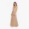 Adrianna Papell Metallic Knit Halter Long Gown In Champagne Gold 1 Adrianna Papell Metallic Knit Halter Long Gown In Champagne Gold -Adrianna Papell Shop AP1E209488 AQ298 Regular Alternate