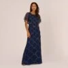 Adrianna Papell Hand-Beaded Blouson Long Gown With Flutter Sleeves In Light Navy -Adrianna Papell Shop AP1E209547 AT412 Regular Default 60007f1b 7b1a 46f9 820e f3897628d984
