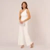 Adrianna Papell Beaded One-Shoulder Matte Jersey Jumpsuit In Ivory -Adrianna Papell Shop AP1E209618 AA194 Regular Side