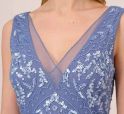 Adrianna Papell Hand-Beaded Ankle-Length Dress In French Blue 11 Adrianna Papell Hand-Beaded Ankle-Length Dress In French Blue -Adrianna Papell Shop AP1E209645 AA544 Regular Detail