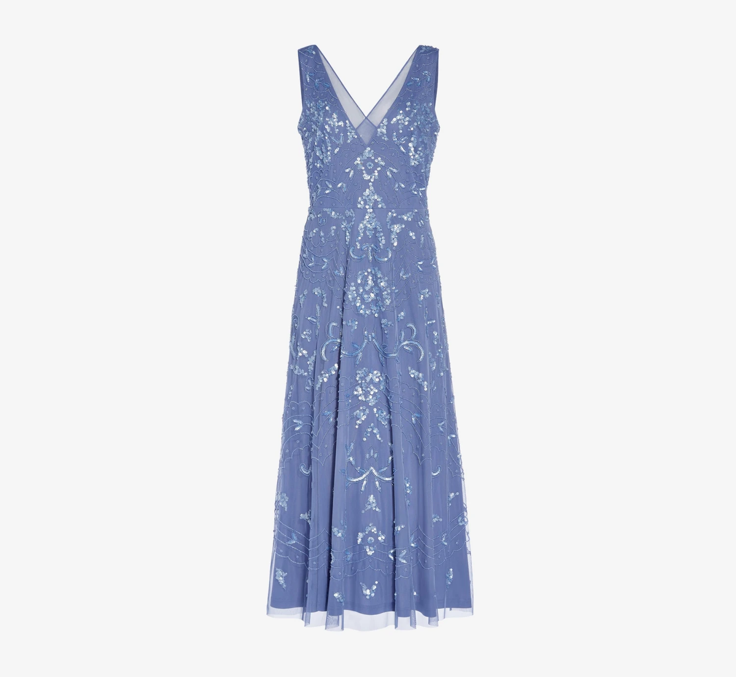 Adrianna Papell Hand-Beaded Ankle-Length Dress In French Blue 9 Adrianna Papell Hand-Beaded Ankle-Length Dress In French Blue - Image 7
