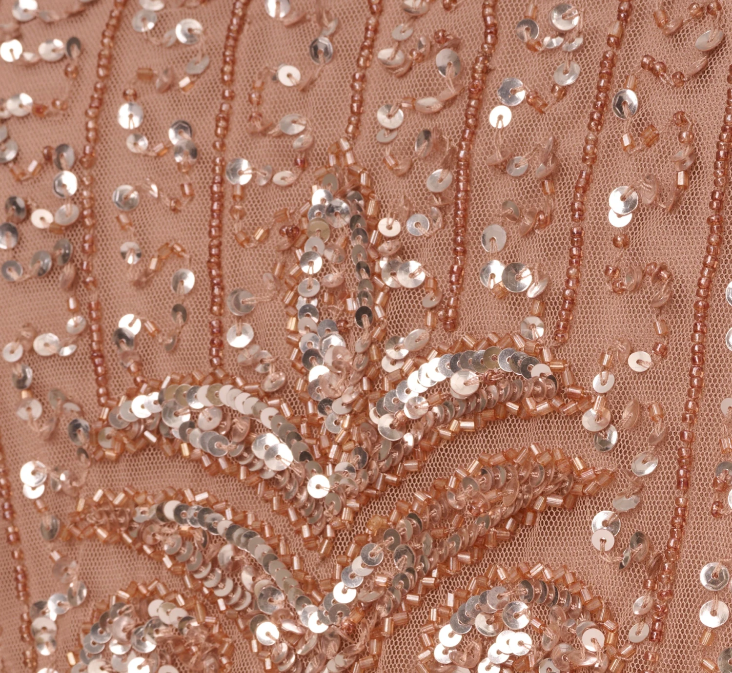 Adrianna Papell Plus Size Fleur Beaded Blouson Gown With Sheer Short Sleeves In Rose Gold 8 Adrianna Papell Plus Size Fleur Beaded Blouson Gown With Sheer Short Sleeves In Rose Gold - Image 6