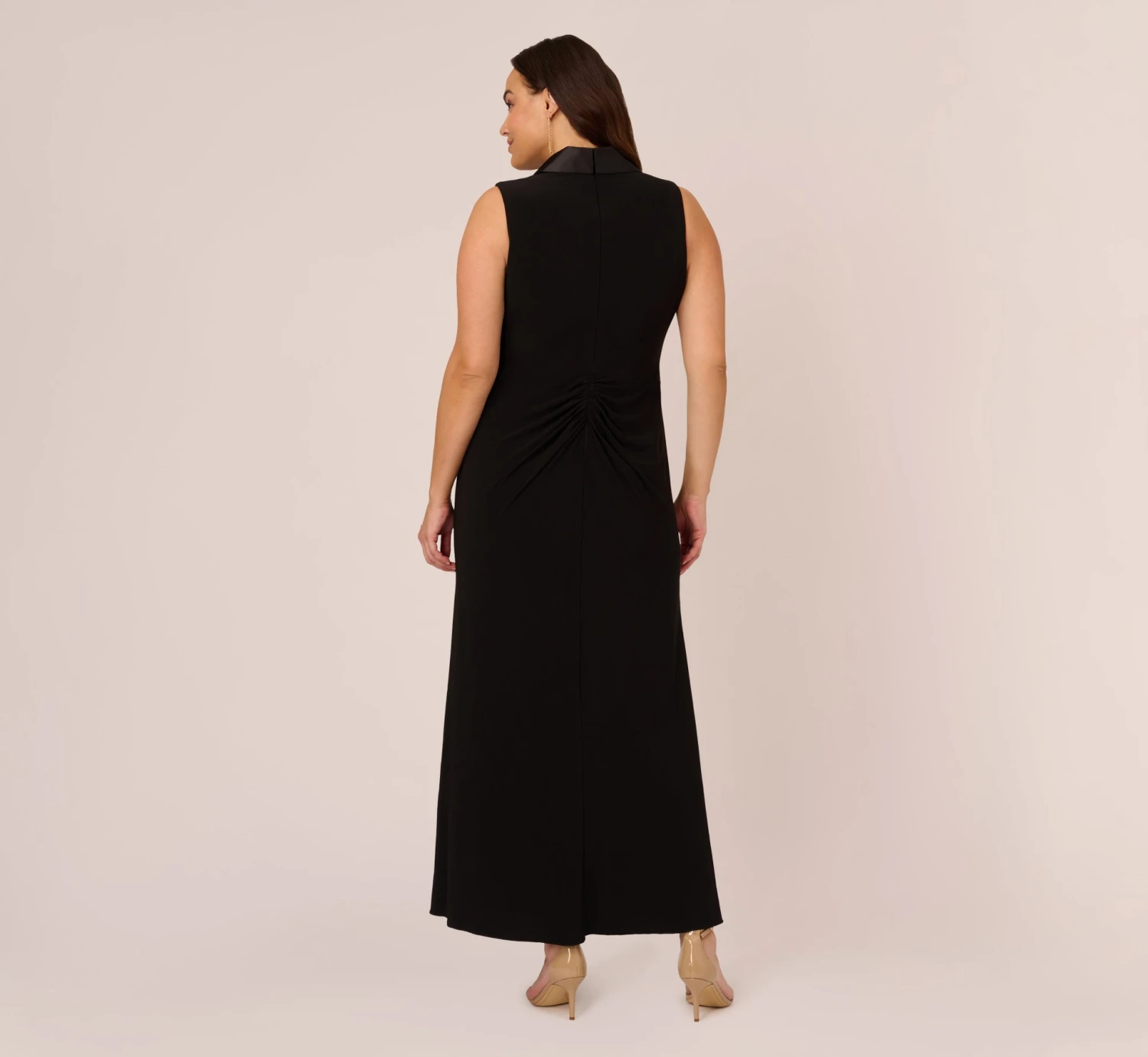 Adrianna Papell Plus Size Matte Jersey Twist Front Tuxedo Long Gown In Black 5 Adrianna Papell Plus Size Matte Jersey Twist Front Tuxedo Long Gown In Black - Image 3