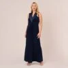 Adrianna Papell Plus Size Matte Jersey Twist Front Tuxedo Long Gown In Midnight 2 Adrianna Papell Plus Size Matte Jersey Twist Front Tuxedo Long Gown In Midnight -Adrianna Papell Shop AP1E209882 AB411 Plus Default