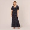 Adrianna Papell Floral Burnout Velvet Long Blouson Gown In Midnight -Adrianna Papell Shop AP1E209986 AB411 Regular Default