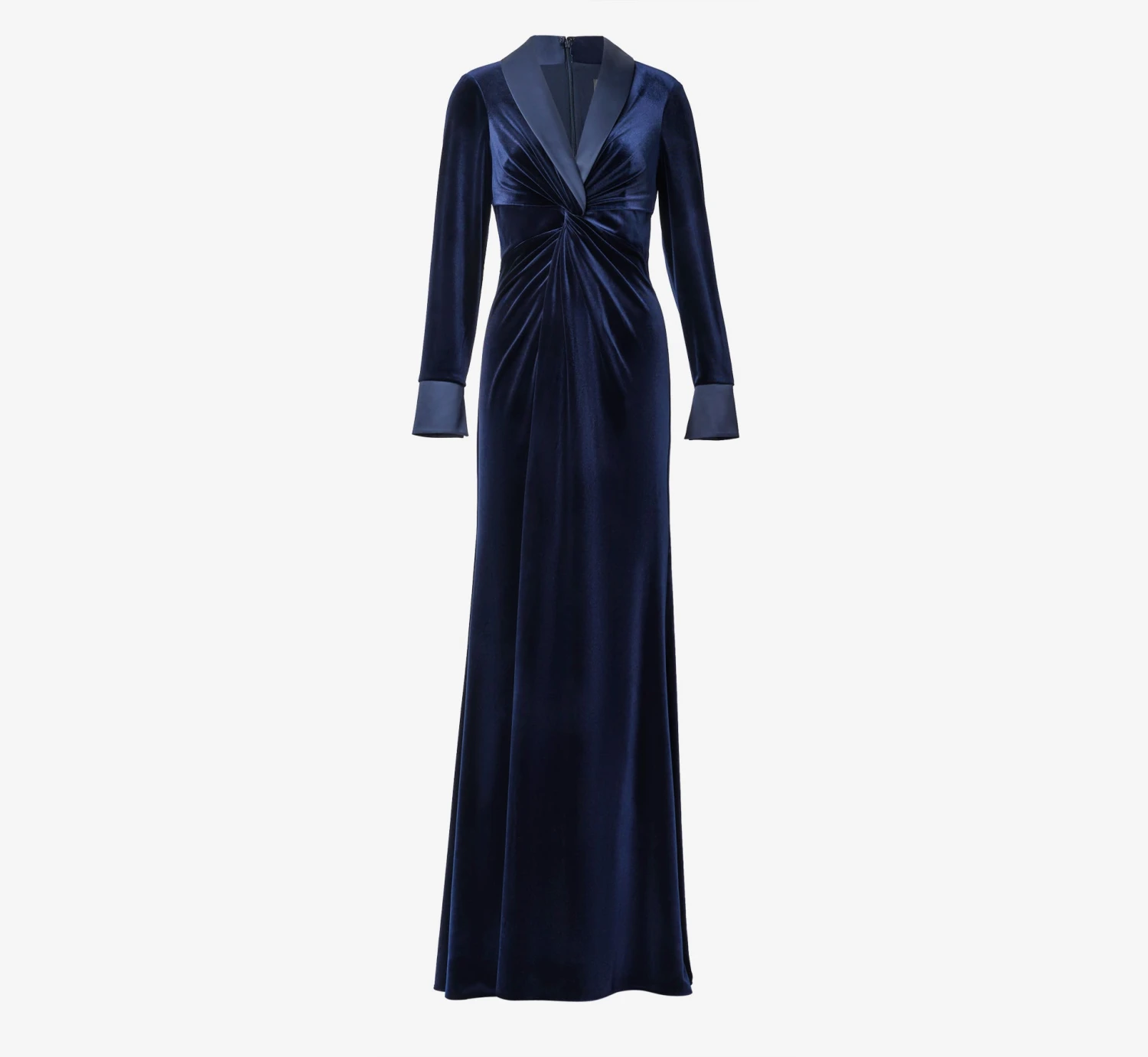 Adrianna Papell Velvet And Charmeuse Twist Front Long Tuxedo Gown In Midnight 5 Adrianna Papell Velvet And Charmeuse Twist Front Long Tuxedo Gown In Midnight - Image 3