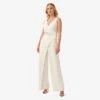 Adrianna Papell Ruffled Crepe Jumpsuit With Crystal Trim In Ivory -Adrianna Papell Shop AP1E210050 AA194 Regular Default