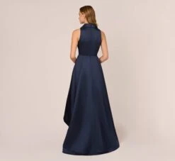 Adrianna Papell Mikado High/Low Midi-Length Tuxedo Gown In Midnight 10 Adrianna Papell Mikado High/Low Midi-Length Tuxedo Gown In Midnight -Adrianna Papell Shop AP1E210089 AB411 Regular Back