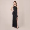 Adrianna Papell Satin Crepe One-Shoulder Long Gown In Black 1 Adrianna Papell Satin Crepe One-Shoulder Long Gown In Black -Adrianna Papell Shop AP1E210135 AA002 Regular Default