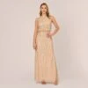 Adrianna Papell Hand-Beaded Halter Blouson Long Gown In Nude 2 Adrianna Papell Hand-Beaded Halter Blouson Long Gown In Nude -Adrianna Papell Shop AP1E210156 AB267 Regular Default ced2881e bc2d 4a0c 9039 bb50b8ded2e2