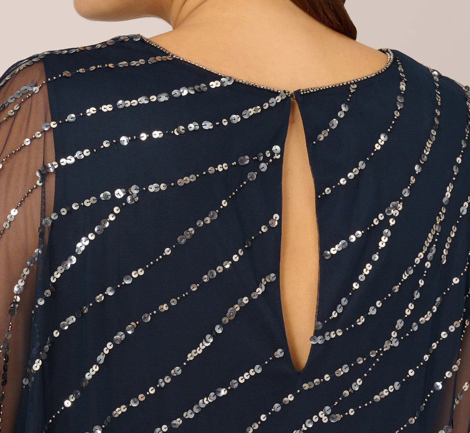 Adrianna Papell Plus Size Hand-Beaded Popover Long Dress In Midnight 6 Adrianna Papell Plus Size Hand-Beaded Popover Long Dress In Midnight - Image 4