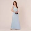 Adrianna Papell Hand-Beaded Illusion Long Blouson Gown In Elegant Sky -Adrianna Papell Shop AP1E210284 AC497 Regular Side