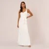 Adrianna Papell Satin Crepe Mermaid Gown With Tie Waist In Ivory -Adrianna Papell Shop AP1E210310 AA194 Regular Default
