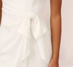 Adrianna Papell Satin Crepe Mermaid Gown With Tie Waist In Ivory -Adrianna Papell Shop AP1E210310 AA194 Regular Lifestyle