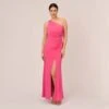 Adrianna Papell One Shoulder Draped Gown With Ring Detail In Pink Lotus 1 Adrianna Papell One Shoulder Draped Gown With Ring Detail In Pink Lotus -Adrianna Papell Shop AP1E210314 AG661 Regular Default