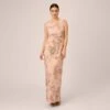 Adrianna Papell Floral Metallic Stretch Matelasse Long Column Gown In Pink Multi 1 Adrianna Papell Floral Metallic Stretch Matelasse Long Column Gown In Pink Multi -Adrianna Papell Shop AP1E210383 AE970 Regular Default
