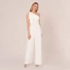 Adrianna Papell Satin Crepe Draped One Shoulder Wide Leg Jumpsuit In Ivory 2 Adrianna Papell Satin Crepe Draped One Shoulder Wide Leg Jumpsuit In Ivory -Adrianna Papell Shop AP1E210417 AA194 Regular Default