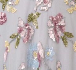 Adrianna Papell Floral Hand Beaded Illusion Long A-Line Gown In Glacier 14 Adrianna Papell Floral Hand Beaded Illusion Long A-Line Gown In Glacier -Adrianna Papell Shop AP1E210441 AF482 Regular Alternate