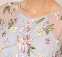 Adrianna Papell Floral Hand Beaded Illusion Long A-Line Gown In Glacier 11 Adrianna Papell Floral Hand Beaded Illusion Long A-Line Gown In Glacier -Adrianna Papell Shop AP1E210441 AF482 Regular Detail