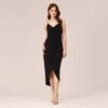 Adrianna Papell Stretch Matte Jersey Midi-Length Faux Wrap Dress In Black