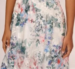Adrianna Papell Floral Printed Sleeveless Midi Dress With Sheer Details In Ivory Multi 11 Adrianna Papell Floral Printed Sleeveless Midi Dress With Sheer Details In Ivory Multi -Adrianna Papell Shop AP1E210491 AH170 Regular Lifestyle