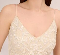 Adrianna Papell Sequin Beaded Sheath Dress With Corset Back In Ivory Pearl 13 Adrianna Papell Sequin Beaded Sheath Dress With Corset Back In Ivory Pearl -Adrianna Papell Shop AP1E210553 AG105 Regular Detail