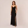 Adrianna Papell Art Deco Beaded Mermaid Gown With Cowl Neckline In Black