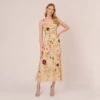 Adrianna Papell Multicolor Floral Beaded Ankle-Length Dress With Sheer Details In Light Champagne -Adrianna Papell Shop AP1E210579 AE273 Regular Default