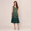 Adrianna Papell Floral Beaded Midi Dress With Godet Skirt In Gem Green -Adrianna Papell Shop AP1E210652 AW303 Regular Default