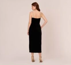 Adrianna Papell Velvet Ankle-Length Wrap Gown With Stone Straps In Black -Adrianna Papell Shop AP1E210665 AA002 Regular Back
