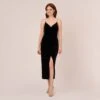 Adrianna Papell Velvet Ankle-Length Wrap Gown With Stone Straps In Black -Adrianna Papell Shop AP1E210665 AA002 Regular Default