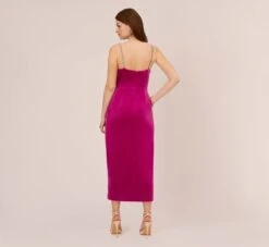 Adrianna Papell Velvet Ankle-Length Wrap Gown With Stone Straps In Orchid Delight 11 Adrianna Papell Velvet Ankle-Length Wrap Gown With Stone Straps In Orchid Delight -Adrianna Papell Shop AP1E210665 AG520 Regular Back