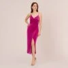 Adrianna Papell Velvet Ankle-Length Wrap Gown With Stone Straps In Orchid Delight