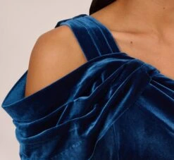 Adrianna Papell One Shoulder Velvet Mermaid Gown With Drape Sleeve In Ocean Wave 12 Adrianna Papell One Shoulder Velvet Mermaid Gown With Drape Sleeve In Ocean Wave -Adrianna Papell Shop AP1E210666 AU473 Regular Lifestyle